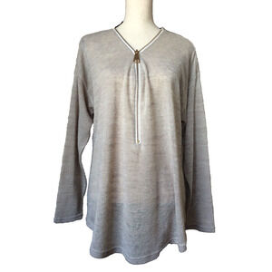 Soft Surroundings Valentina Sweater Women's Brown Zip V-Neck Pullover Size 1X